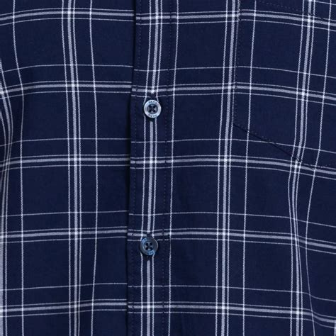Parx Men Blue Checks Slim Fit Cotton Full Sleeve Cutway Collar Shirt ...