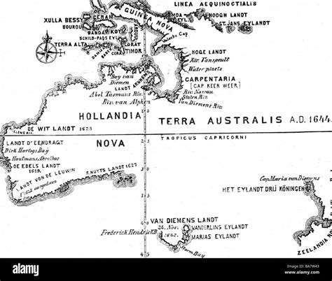Tasman, Abel Janszoon, 1603 - 1659, Dutch seafarer, explorer, discovered Tasmania, map of ... - willem janszoon map of australia