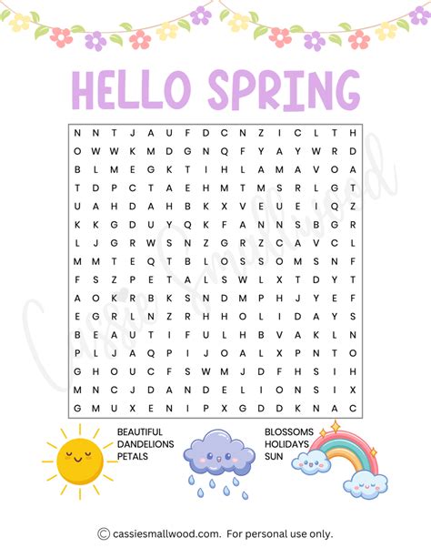 Image result for Spring Word Search Free Printable