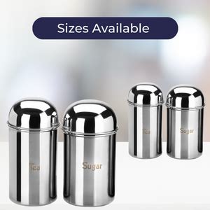 PDDFALCON Stainless Steel dome Jar for tea/coffee and sugar combo ...