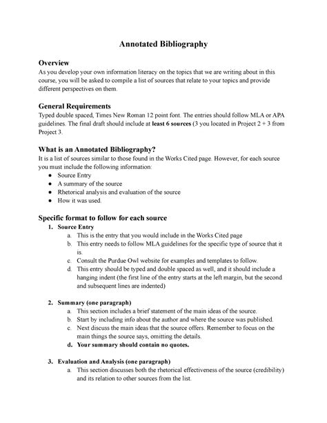 Annotated Bibliography - Annotated Bibliography Overview As you develop your own information ...