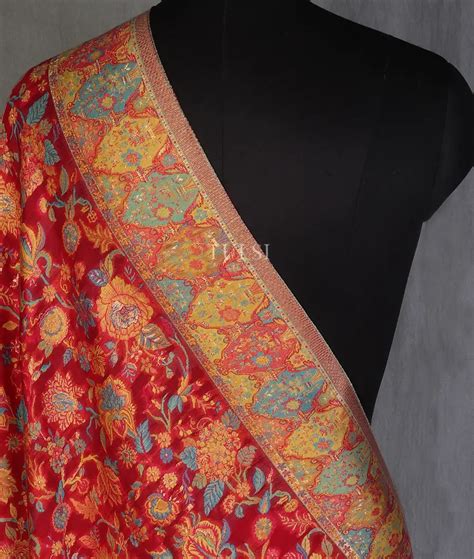 Buy Red Kashmir Kani Silk Dupatta T581224