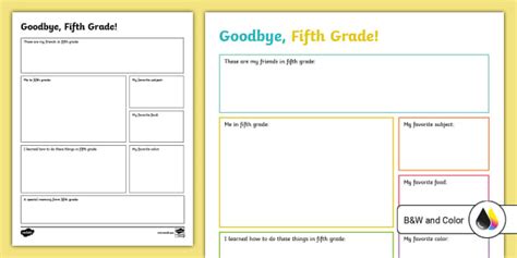 Goodbye 5th Grade Worksheet | 5th Grade Resource | Twinkl USA