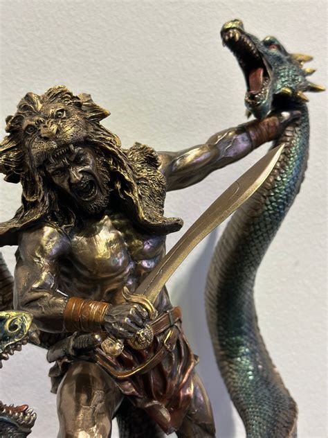 Roman Hercules Battling The Hydra Sculpture, Heracles Greek God, 33cm ...