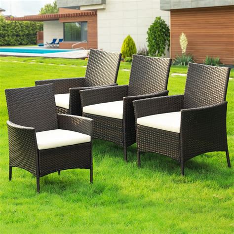 4-Piece Outdoor Rattan Wicker Patio Dining Chairs – Devoko