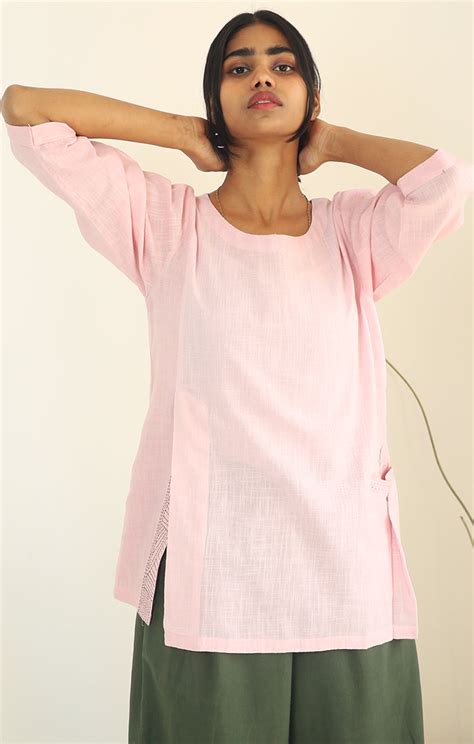 Cherry blossom pink cotton linen top – Ihaworld