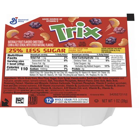 Trix™ Cereal 25% Less Sugar Single Serve Bowlpak 1 oz