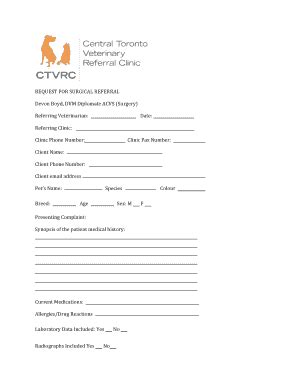 Fillable Online ctvrc Surgery Referral Form - Central Toronto ...