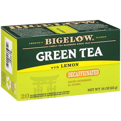 Bigelow Decaffeinated Green Tea with Lemon, 20 Count (Pack of 6), 120 ...