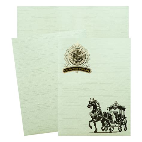 Green Gold Foiled Chariot Wedding Card | King of Cards