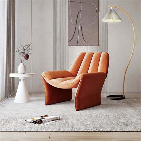 轻奢单人沙发休闲现代北欧客厅阳台设计师创意单人椅网红橙色单椅_虎窝淘