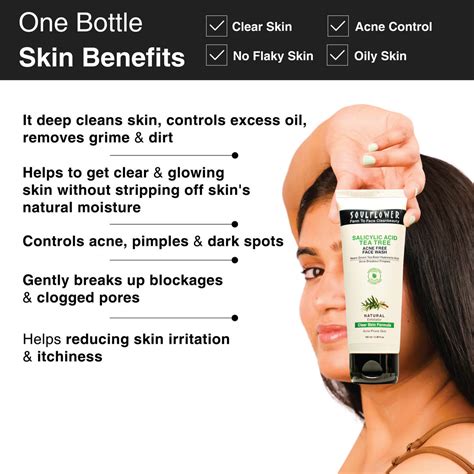 Buy 2% Salicylic Acid Tea Tree Acne Free Face Wash 100ml – Soulflower.in