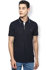 Buy Men Navy Solid Polo Neck T-shirt Online - 634974 | Van Heusen