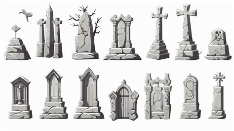Monochrome tombstones made from stone vector graphic | Premium AI ...