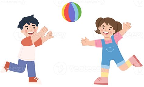Illustration of a boy and girl playing throwing a ball 42541854 PNG