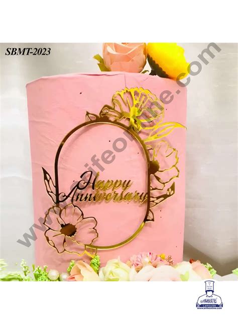 CAKE DECOR™ 5 inch Acrylic Happy Anniversary in Flower Frame Cake topp ...