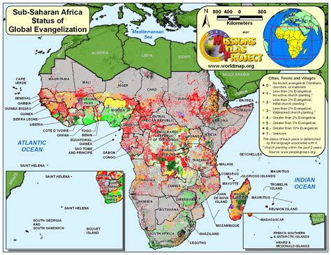 Physical map of sub saharan africa