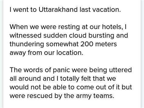 You witnessed a flood when there was a cloud burst and thundering make ...