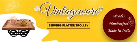 Vintageware Serving Platter for Dining Table | Wooden Serving Cart ...