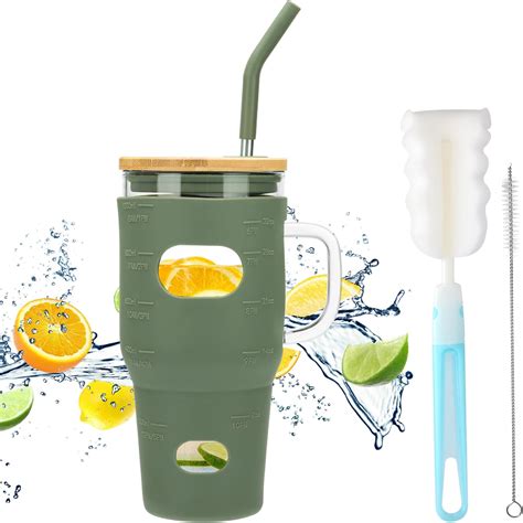 Amazon.com | 2023 New 32 Oz Tumbler with Lid and Straw, Reusable Glass ...