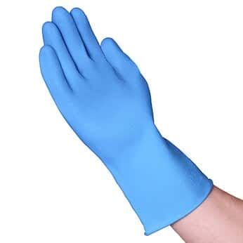 Vanguard Safety C25B3 Latex Flock Lined Gloves, 16 mil, 12” Cuff, Blue ...