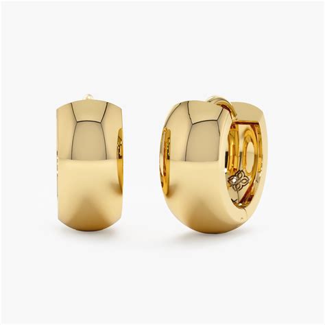 Thick Solid Gold Huggie Hoop Earrings | Handmade Jewelry