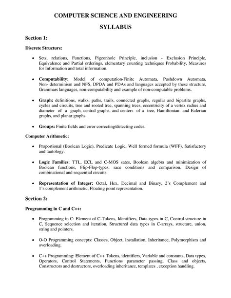 Cse - COMPUTER SCIENCE AND ENGINEERING SYLLABUS Section 1: Discrete ...