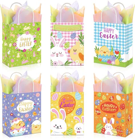 Amazon.com: Capoda 30 Pcs Easter Gift Bags with 30 Pcs Tissue Paper ...