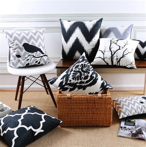 Sparrow Vignette Black & White Edition Cotton Feel Cushion Covers - 5 ...