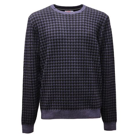 1438AL maglione uomo SUN 68 man pied de poule wool sweater blue