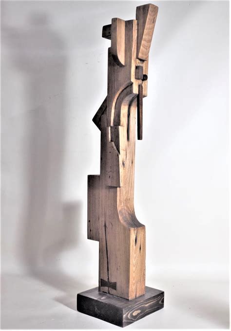 Signed Modern Abstract Constructivist Styled Wooden Sculpture at ...