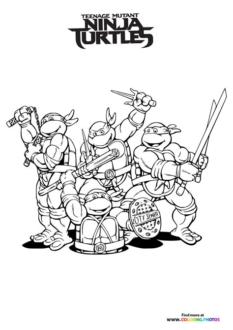 Happy Ninja turtles - Coloring Pages for kids