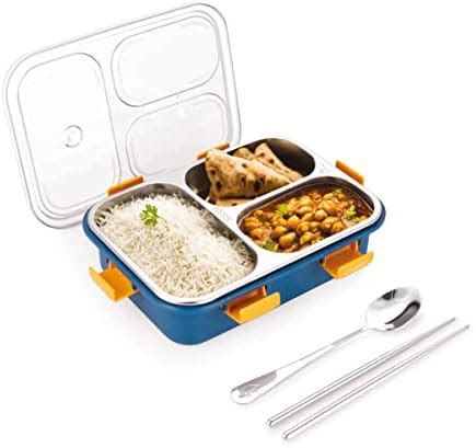 Buy Attro A A Bento 3 Compartment Stainless Steel Lunch Box with Steel ...