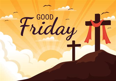 Happy Good Friday Illustration with Christian Holiday of Jesus Christ ...