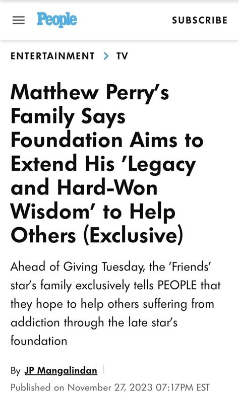 《老友记》“钱德勒”扮演者马修·派瑞家人宣布捐出其8.5亿元遗产_腾讯新闻