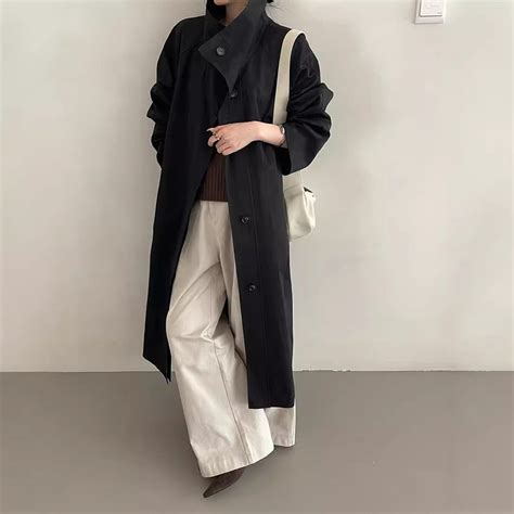 Korean stand collar trench coat – Uncut-Trends