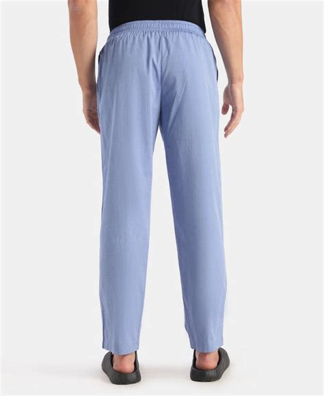 Buy Super Combed Cotton Relaxed Fit Pyjama with Side Pockets - Blue ...