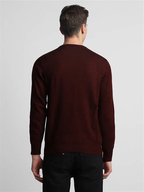 Men's Maroon Solid Acrylic Pullover Sweater – DENNIS LINGO