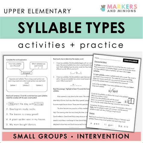Types of Syllables - Targeted Instruction for Small Groups ...