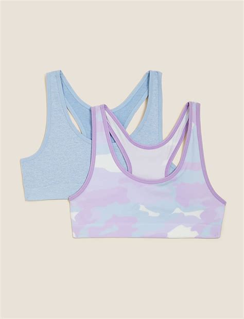 Buy 2P SF Camo Racer Back Crop Tops (6-16 Yrs) at Marks & Spencer
