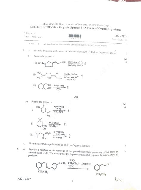 Advanced Organic Synthesis Notes for M.Sc Chemistry (AG 7377) Winter ...