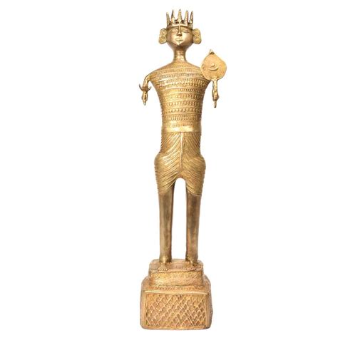 Brass Tribal Man Statue