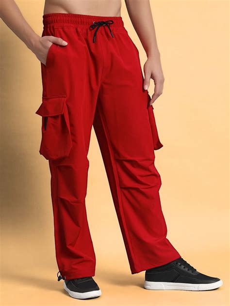 MABEL RELAXED FIT CARGO PANTS RED | Buy Online at Wearduds India
