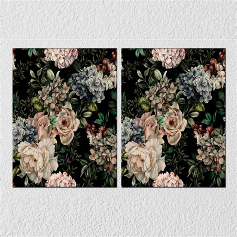 Flower Bunch On Black Wall Art, Set Of 2 – Myindianthings