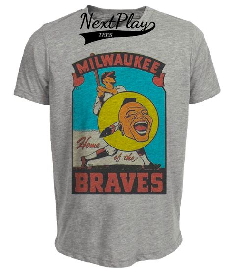 Milwaukee Braves Retro Baseball 1957 Artwork Heather Gray Sublimated T ...