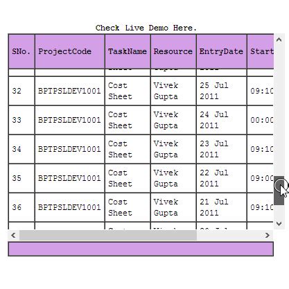 Image result for Scrollable Table with Fixed Header