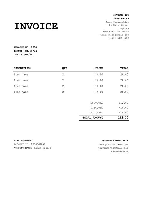 Free Microsoft Word Invoice Templates (.docx) | Billpal