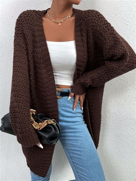 Coffee Brown Chunky Knit Cardigan