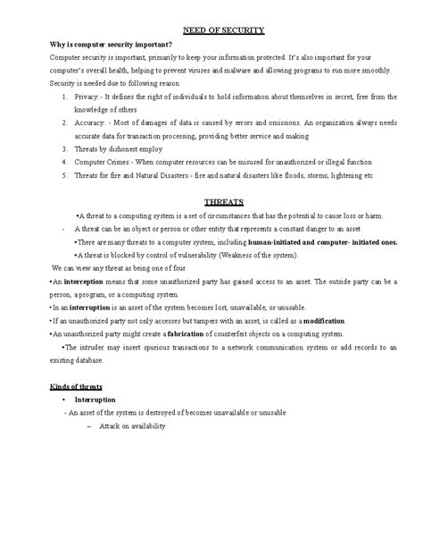 NEED OF Security - notes - NEED OF SECURITY Why is computer security ...