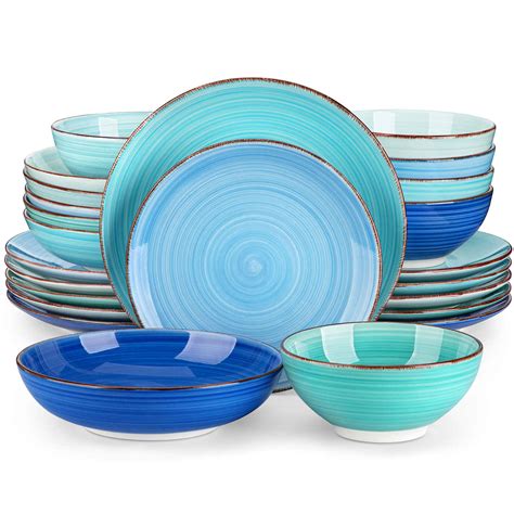 Bonita 24 Piece Dinnerware Set, Colorful Stoneware Set, Service for 6 ...